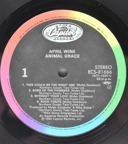 April Wine [에이프릴 와인] – Animal Grace ㅡ 중고 수입 오리지널 아날로그 LP