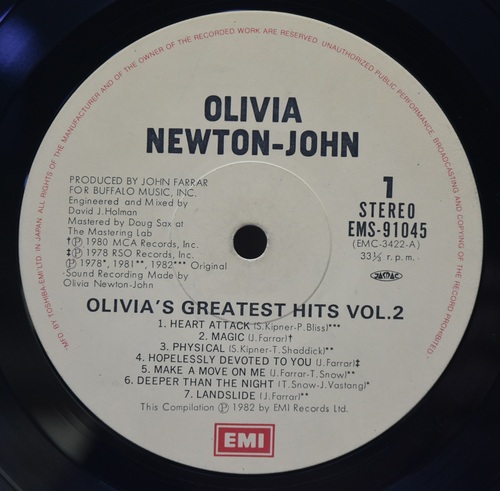 [추모특선] Olivia Newton John [올리비아 뉴튼 존] - Olivia&#039;s Greatest Hits Vol. 2 ㅡ 중고 수입 오리지널 아날로그 LP