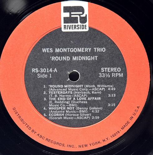 Wes Montgomery [웨스 몽고메리] – &#039;Round Midnight - 중고 수입 오리지널 아날로그 LP