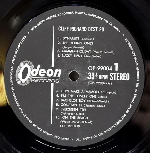 Cliff Richard [클리프 리처드] - Best 20 ㅡ 중고 수입 오리지널 아날로그 LP