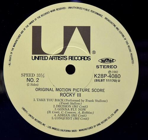 Bill Conti [빌 콘티] – Rocky III - Original Motion Picture Score ㅡ 중고 수입 오리지널 아날로그 LP
