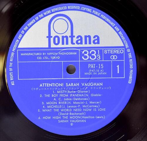 Sarah Vaughan [사라 본]‎ - Attention! - 중고 수입 오리지널 아날로그 LP