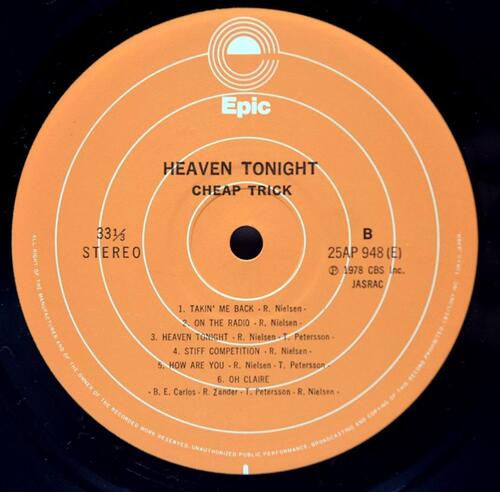 Cheap Trick [칩 트릭] - Heaven Tonight - 중고 수입 오리지널 아날로그 LP