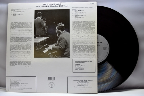 Thelonious Monk [델로니어스 몽크]‎ – Thelonious Monk Live in Paris, Alhambra, 1964 Vol.1 - 중고 수입 오리지널 아날로그 LP