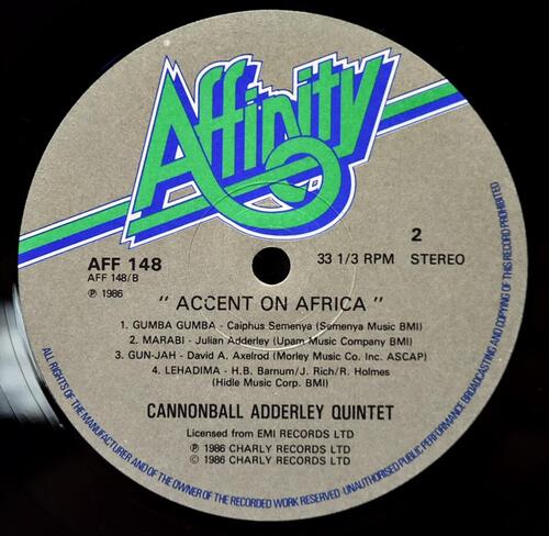 Cannonball Adderley [캐논볼 애덜리]‎ - Accent On Africa - 중고 수입 오리지널 아날로그 LP