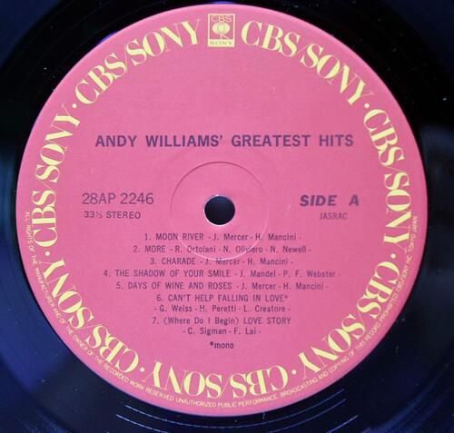 Andy Williams [앤디 윌리엄스] - Andy Williams&#039; Greatest Hits ㅡ 중고 수입 오리지널 아날로그 LP