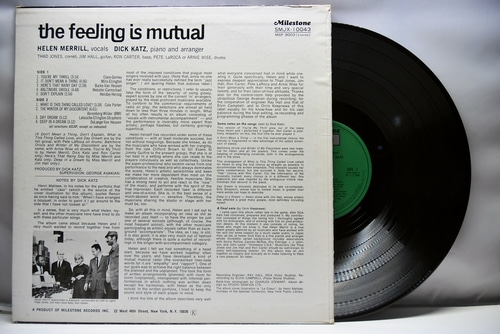 Helen Merrill Together With Dick Katz [헬렌 메릴, 딕 캐츠] – The Feeling Is Mutual - 중고 수입 오리지널 아날로그 LP