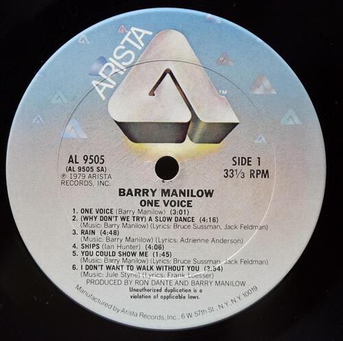 Barry Manilow [베리 매닐로우]‎ - One Voice - 중고 수입 오리지널 아날로그 LP