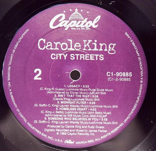 Carole King [캐롤 킹] - City Streets ㅡ 중고 수입 오리지널 아날로그 LP
