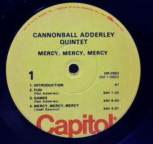 The Cannonball Adderley Quintet [캐논볼 애덜리] - Mercy, Mercy, Mercy! - Live At &quot;The Club&quot;- 중고 수입 오리지널 아날로그 LP