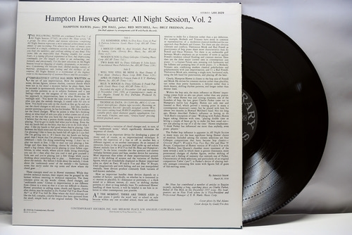 Hampton Hawes Quartet [햄프턴 호스] ‎-  All Night Session, Vol. 2 - 중고 수입 오리지널 아날로그 LP