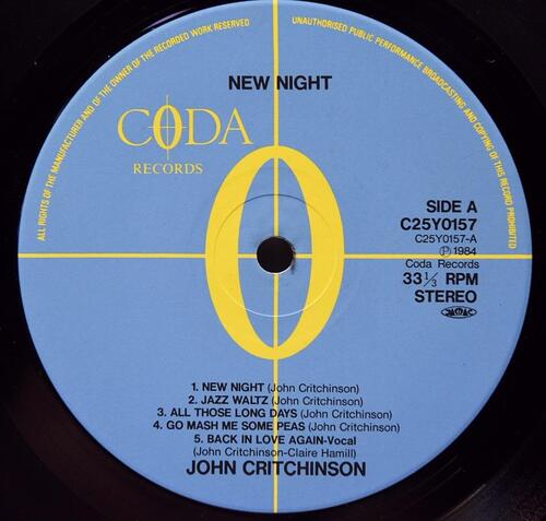 John Critchinson [존 크리친슨] – New Night - 중고 수입 오리지널 아날로그 LP