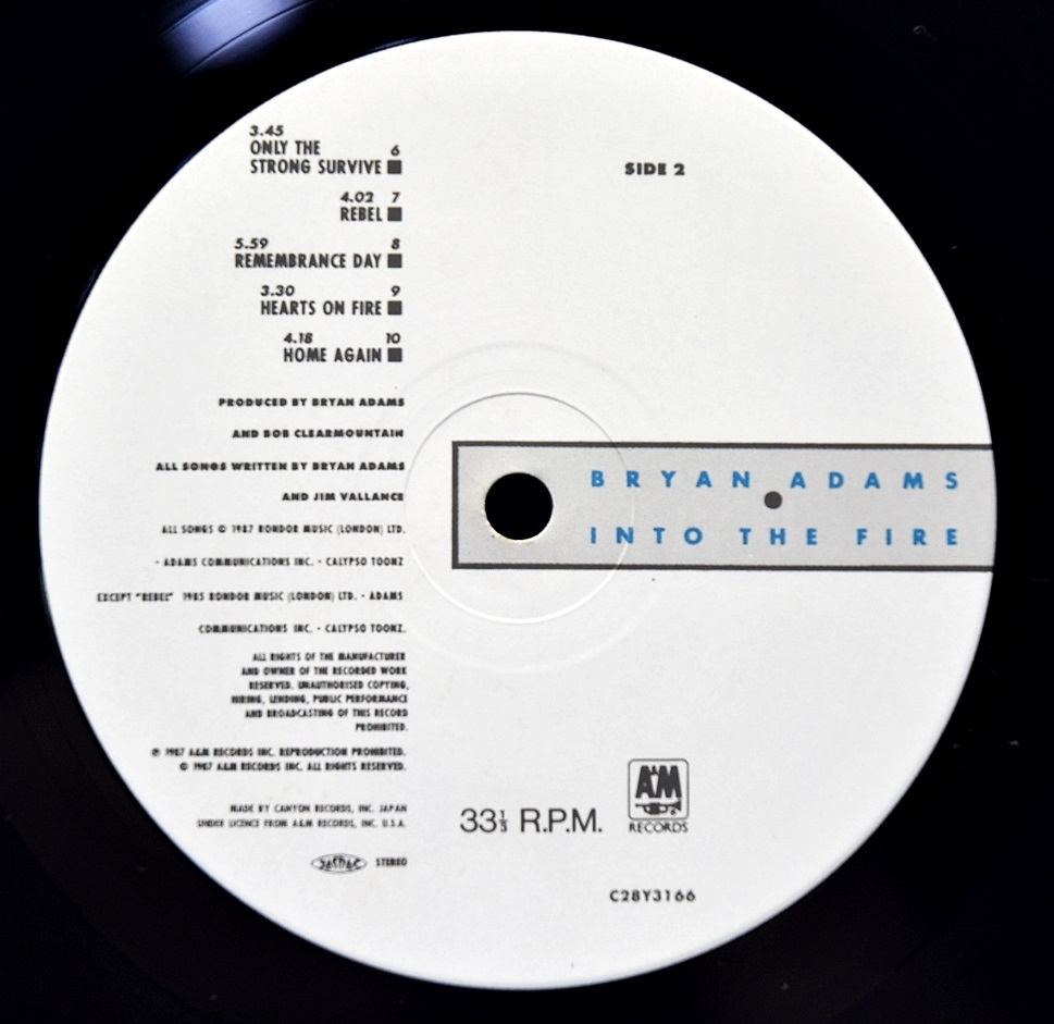Bryan Adams [브라이언 아담스] – Into The Fire ㅡ 중고 수입 오리지널 아날로그 LP