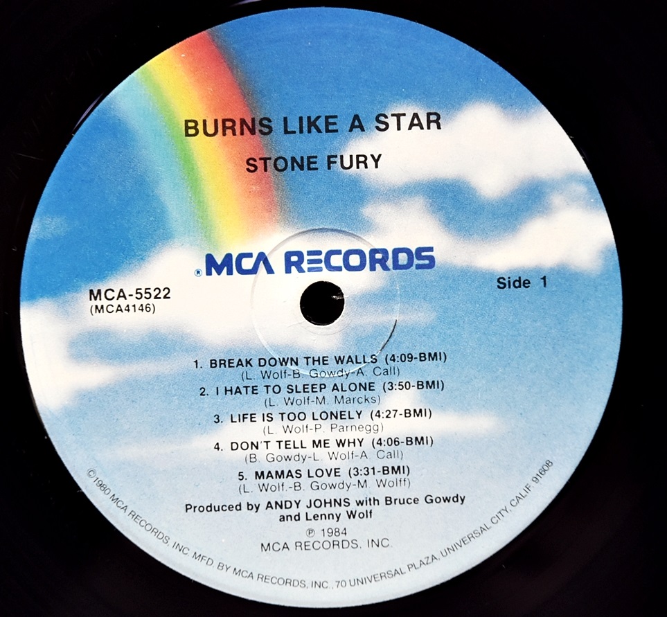 Stone Fury [스톤 퓨리] – Burns Like A Star ㅡ 중고 수입 오리지널 아날로그 LP